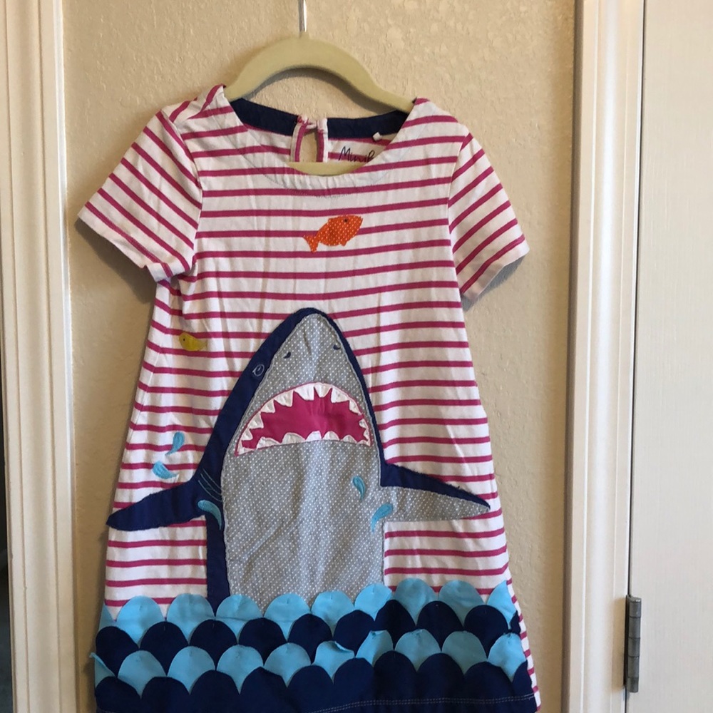 Mini Boden Shark Appliqué dress.